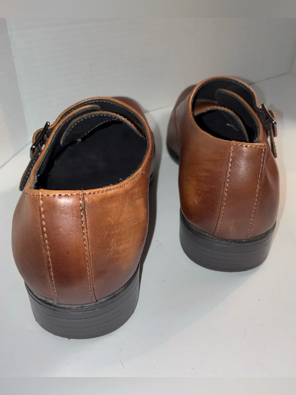 Nordstrom Men's Tan Leather Single Monk Strap Slip-On Loafers